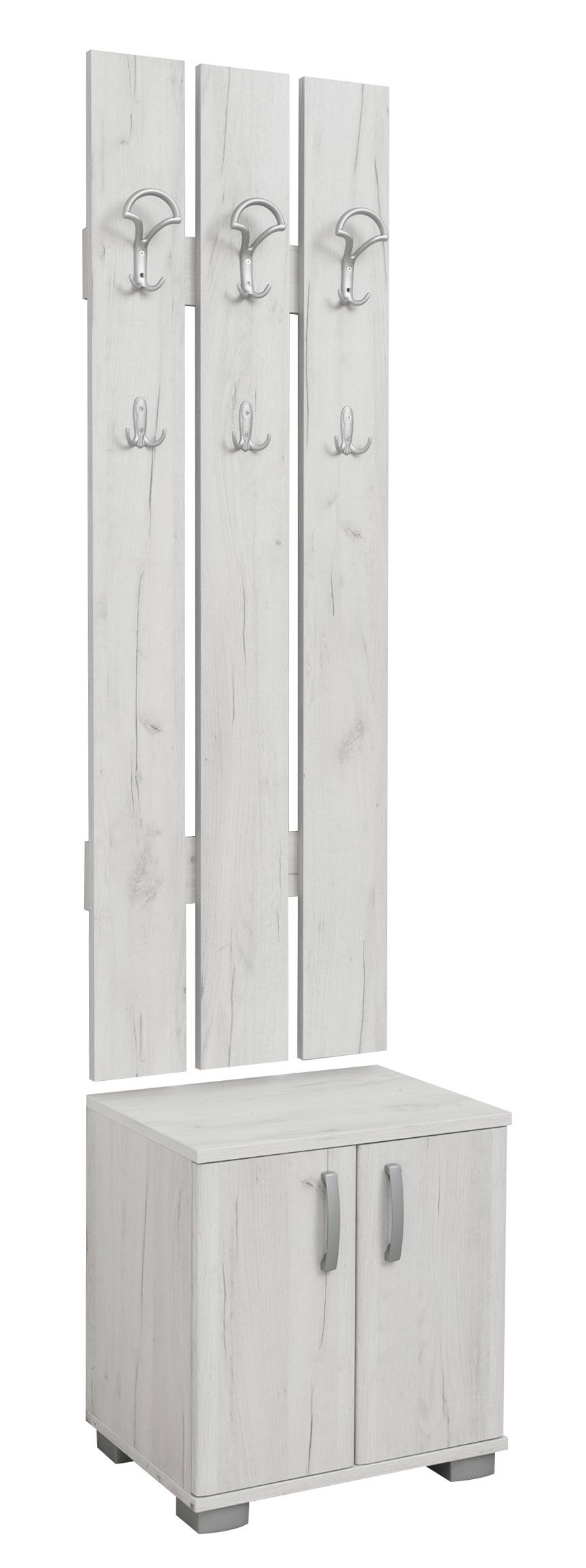 Garderobe Camprodon 02, Farbe: Eiche Weiß - 209 x 50 x 37 cm (H x B x T)