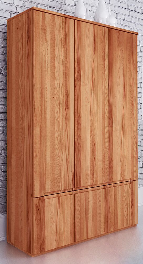 Drehtürenschrank / Kleiderschrank Kapiti 14 Kernbuche massiv geölt - Abmessungen: 206 x 135 x 53 cm (H x B x T)