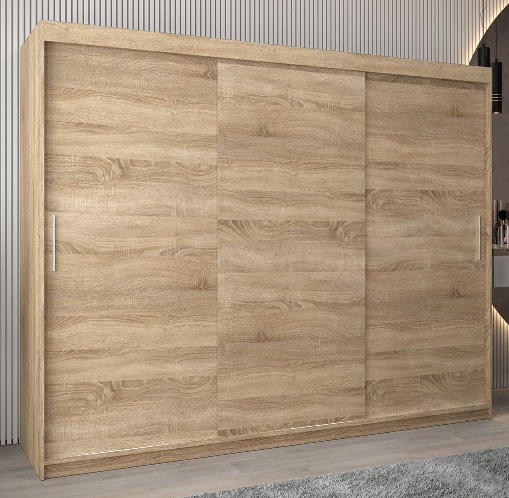 Schiebetürenschrank / Kleiderschrank Bisaurin 6A, Farbe: Eiche Sonoma - Abmessungen: 200 x 250 x 62 cm ( H x B x T)