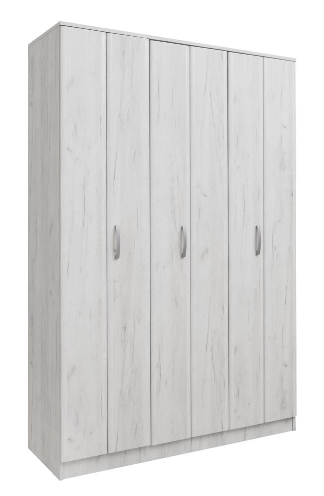 Drehtürenschrank / Kleiderschrank Muros 04, Farbe: Eiche Weiß - 222 x 150 x 52 cm (H x B x T)