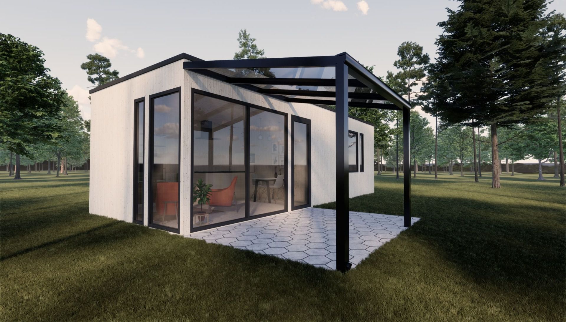 Terrassenüberdachung XL 01, Dach: 16 mm Polycarbonat klar, Grundfläche: 12,24 m² - Abmessungen: 400 x 306 cm (B x L)