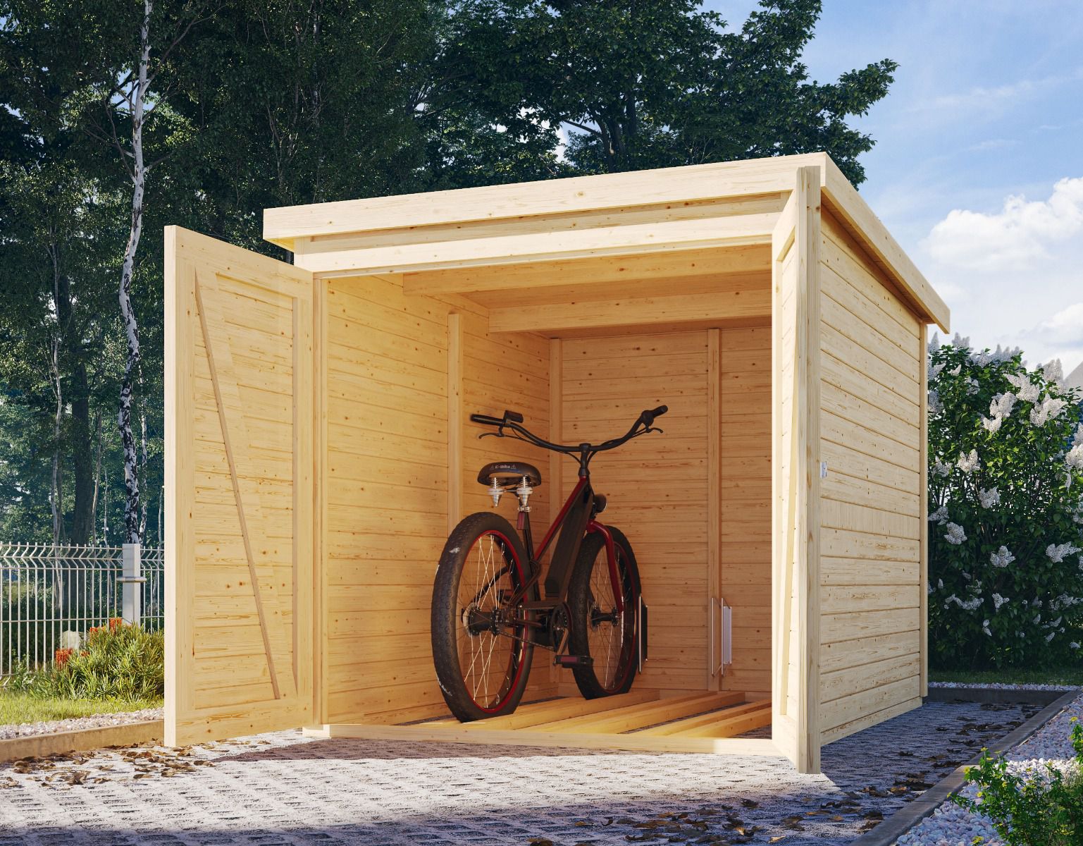 Fahrradgarage 19mm naturbelassen, Grundfläche: 3,4m²