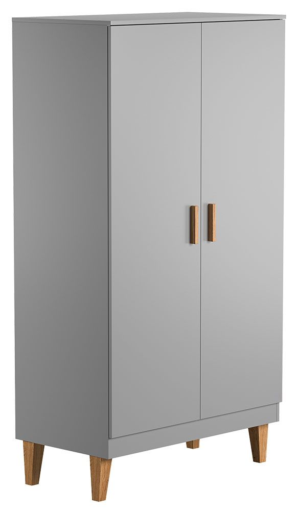 Drehtürenschrank / Kleiderschrank Rilind 08, Farbe: Grau / Eiche - Abmessungen: 187 x 100 x 55 cm (H x B x T)