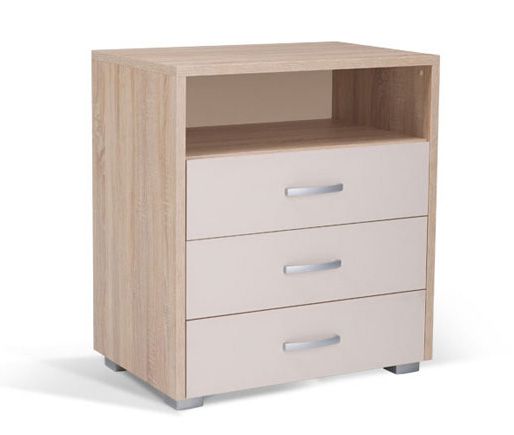 Jugendzimmer - Kommode Gabriel 03, Farbe: Eiche Braun / Creme - 88 x 78 x 52 cm (H x B x T)