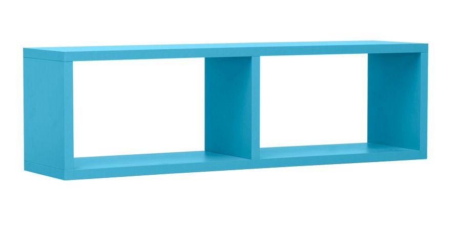 Kinderzimmer - Hängeregal / Wandregal Luis 10, Farbe: Blau - 24 x 80 x 20 cm (H x B x T)