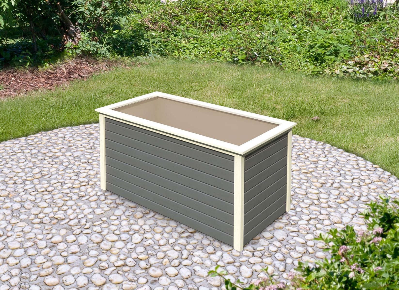 Hochbeet 2 aus nordischer Fichte, Farbe: Terragrau, Abmessungen: 173 x 89 x 82 cm (B x T x H)