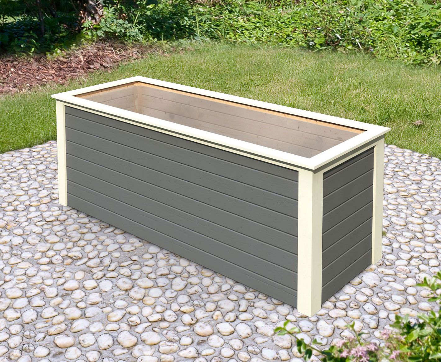 Hochbeet 2 aus nordischer Fichte, Farbe: Terragrau, Abmessungen: 254 x 94 x 92 cm (B x T x H)