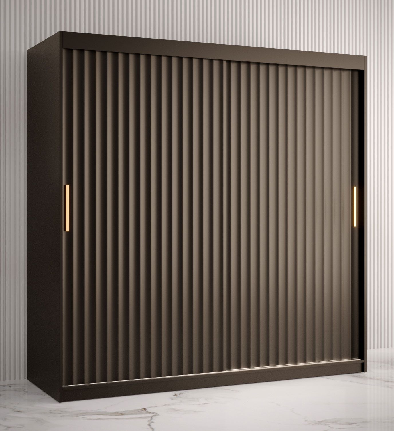 Kleiderschrank im schlichten Design Balmenhorn 64, Farbe: Schwarz matt - Abmessungen: 200 x 180 x 62 cm (H x B x T), mit 10 Fächern und zwei Kleiderstangen