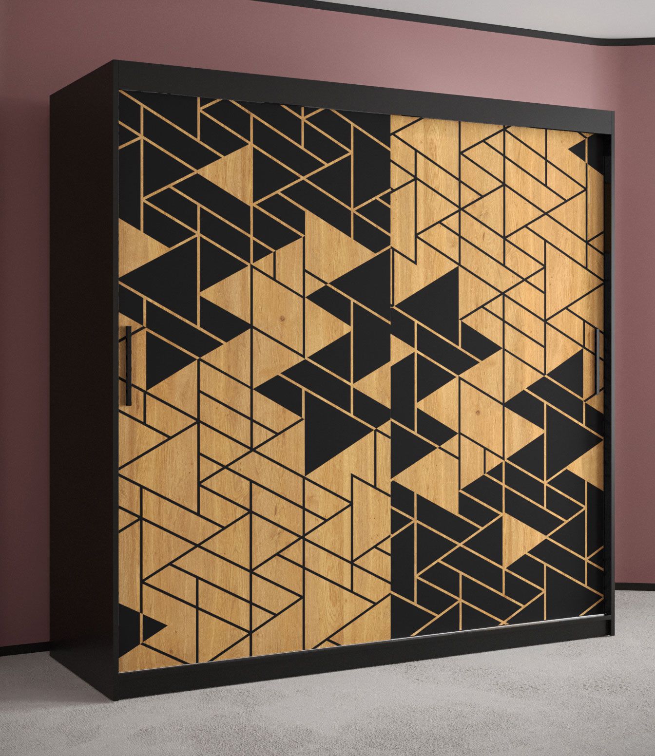 Eleganter Kleiderschrank mit 10 Fächer Finsteraarhorn 10, Farbe: Schwarz matt - Abmessungen: 200 x 180 x 62 cm (H x B x T), mit genügend Stauraum