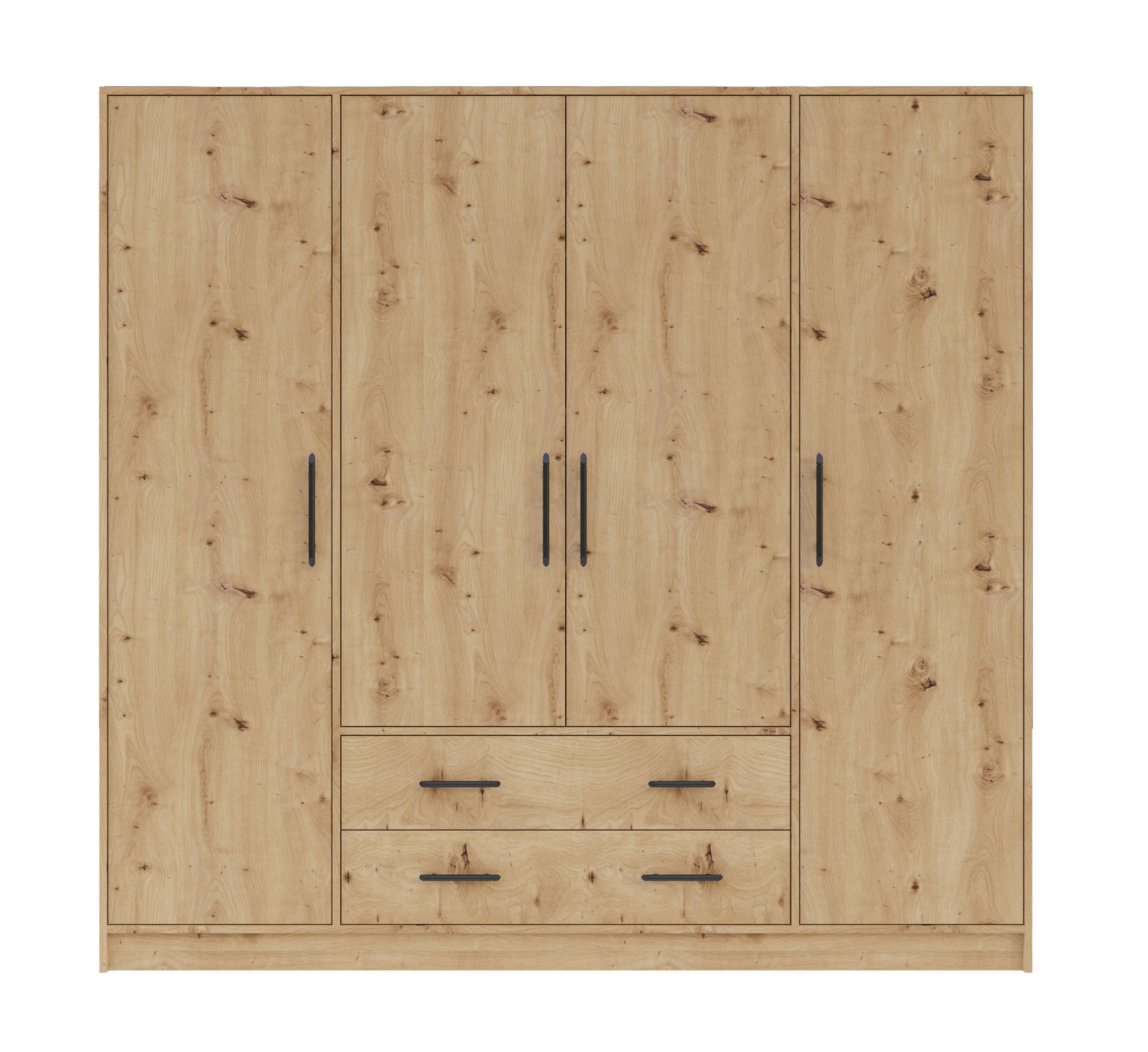 Moderner Kleiderschrank Hannut 18, Farbe: Eiche Artisan - Abmessungen: 190 x 200 x 56 cm (H x B x T)