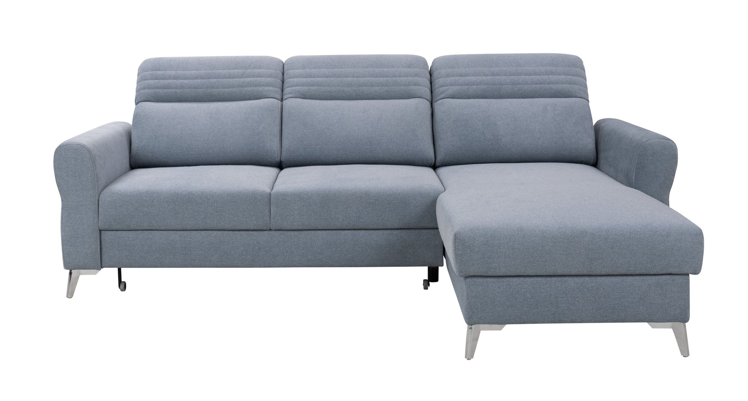 Ecksofa mit Schlaffunktion Turnhout 03, Farbe: Grau - Abmessungen: 102 x 256 x 181 cm (H x B x T) - Ottomane: Rechts