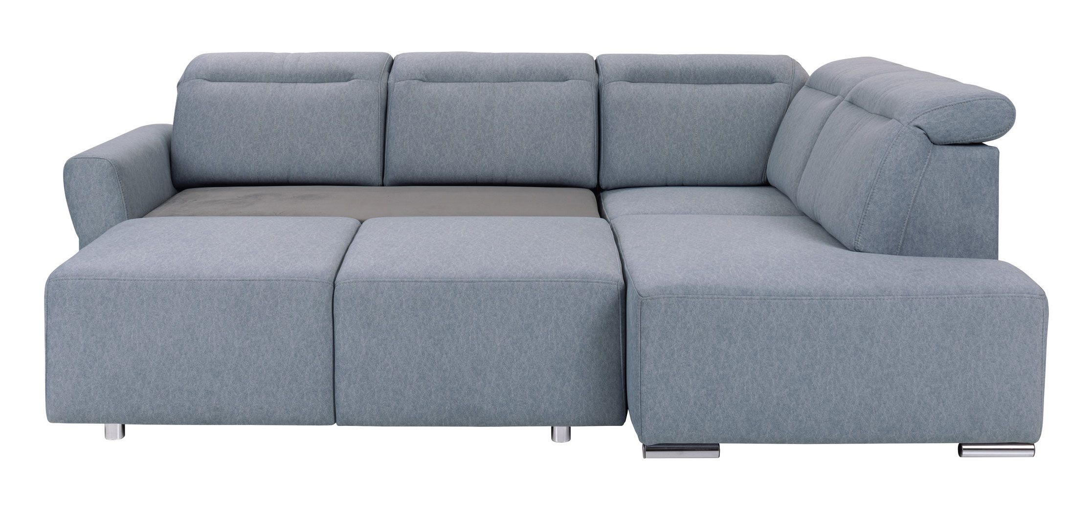 Ecksofa mit Schlaffunktion Genk 02, Farbe: Grau - Abmessungen: 101 x 266 x 203 cm (H x B x T) - Ottomane: Rechts