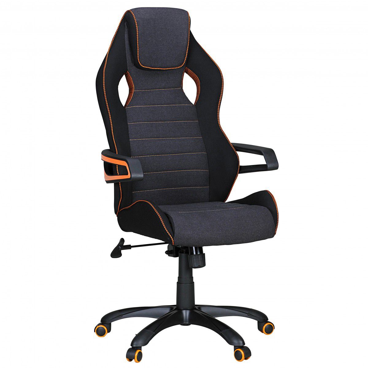 Gamingstuhl / Bürostuhl Apolo 53, Farbe: Schwarz / Grau / Orang, mit ergonomische ausgeformter Polsterung