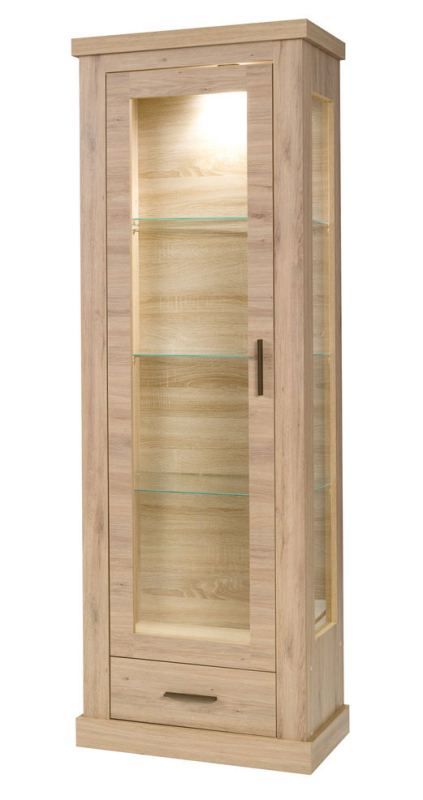 Vitrine Kolda 02, Farbe: Wildeiche - 198 x 68 x 39 cm (H x B x T)