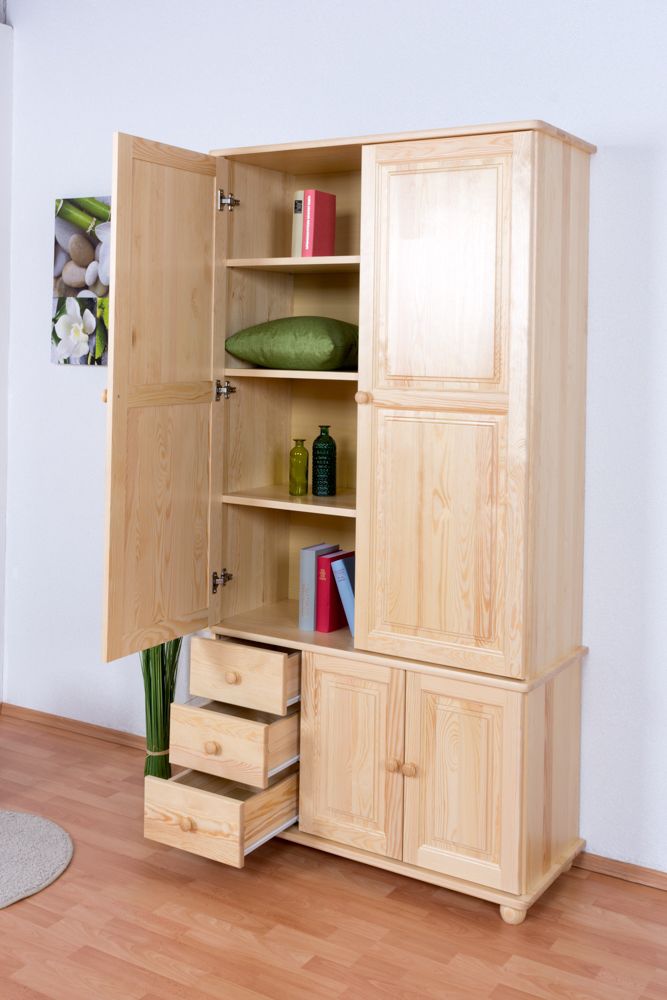 Schrank Kiefer massiv Vollholz natur Junco 38 - Abmessungen: 195 x 102 x 42 cm (H x B x T)