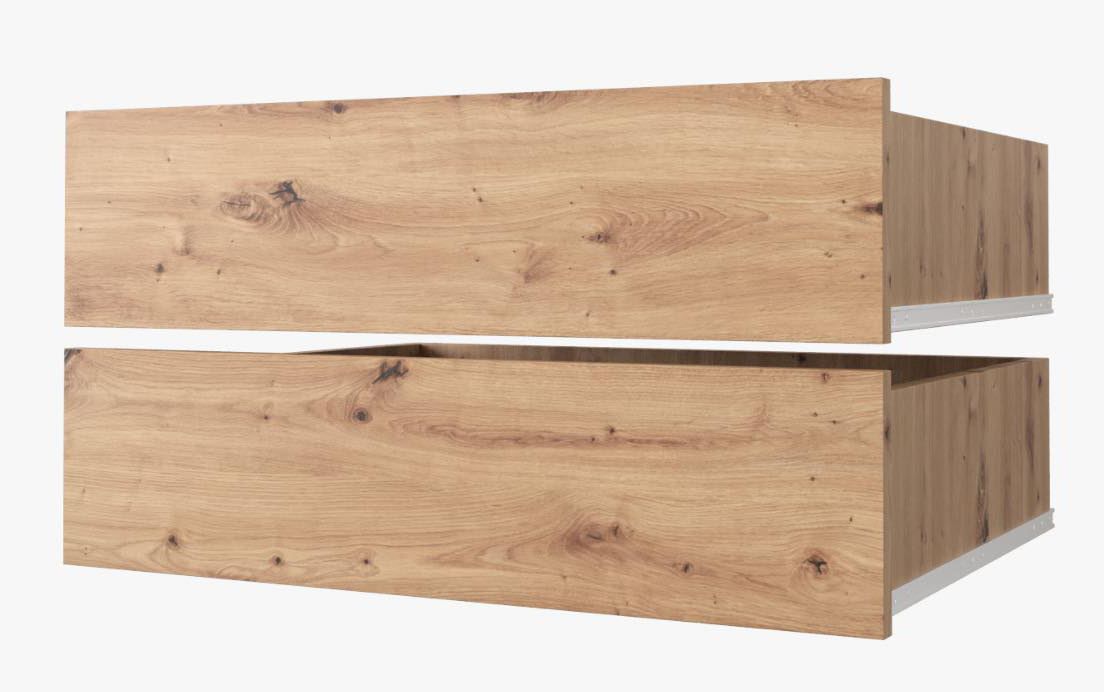 Schubladen für Kleiderschrank, 2er Set, Farbe: Eiche Artisan - für Schränke mit der Breite 100 cm