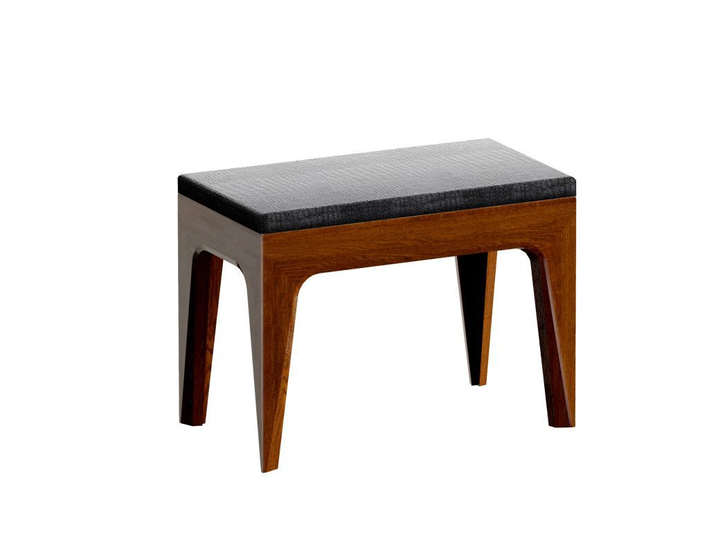 Hocker "Lopar" 43, Farbe: Nuss / Schwarz, massiv - Abmessungen: 48 x 70 x 40 cm (H x B x T)