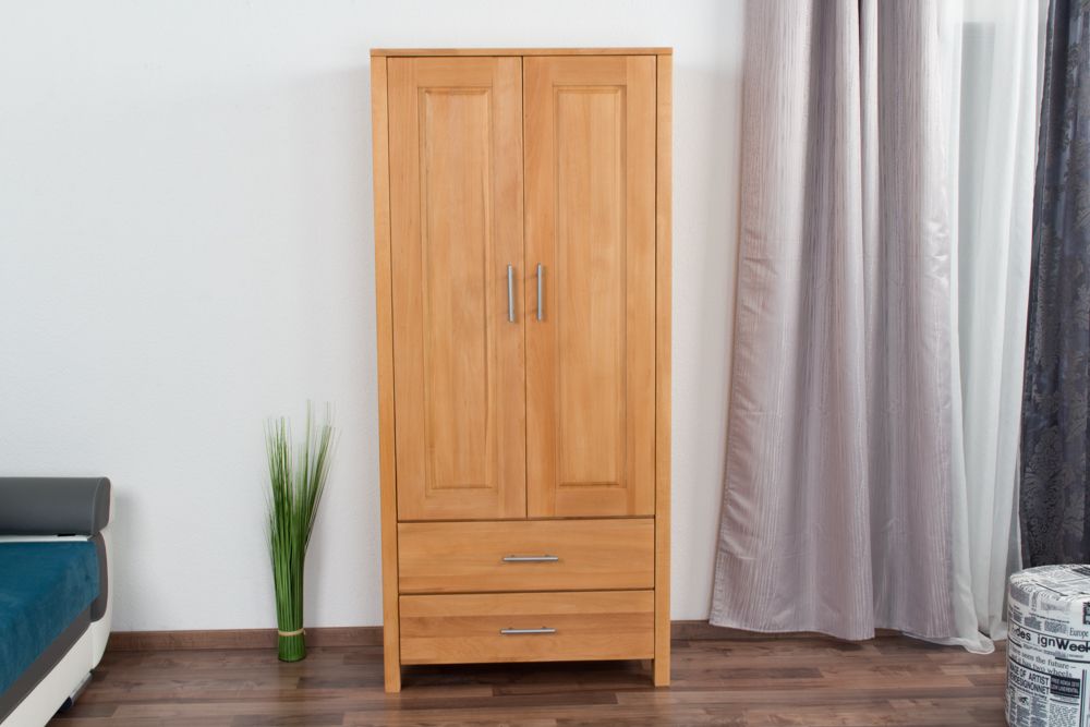 Drehtürenschrank / Kleiderschrank Wooden Nature 129 Kernbuche massiv - 180 x 90 x 40 cm (H x B x T)