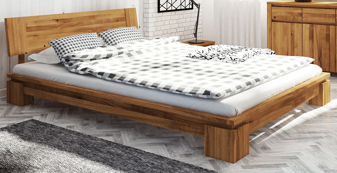 Doppelbett Tasman 04 Wildeiche massiv geölt - Liegefläche: 200 x 200 cm (B x L)