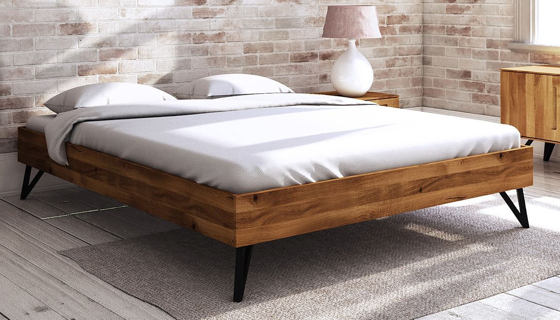 Doppelbett Masterton 03 Wildeiche massiv geölt - Liegefläche: 200 x 200 cm (B x L)