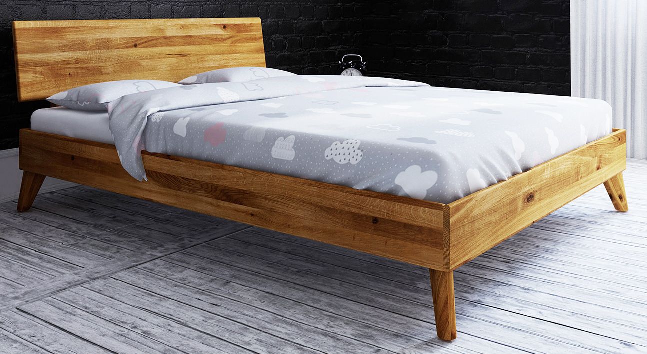 Doppelbett Timaru 01 Wildeiche massiv geölt - Liegefläche: 180 x 200 cm (B x L)