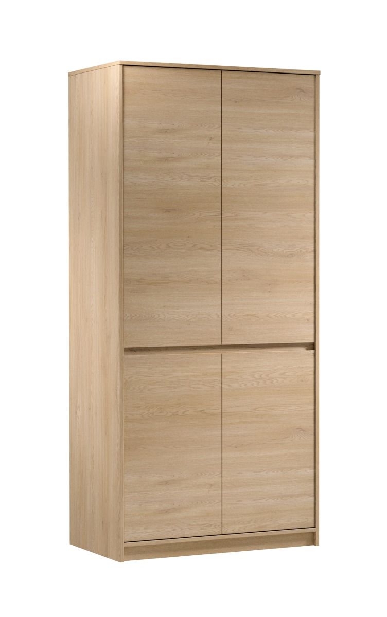 Kleiderschrank Gracilius 07 in Eiche Cremona, 198 x 91 x 52 cm, mit 1 Kleiderstange, 3 Fächern, 1 Einlegeboden, 4 Türen, benutzerfreundliche Griffleisten