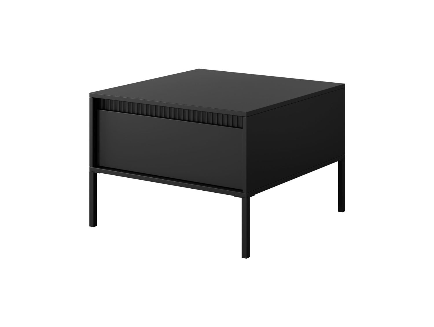 Dunkler Couchtisch / Kaffeetisch Balta 12, Farbe: Schwarz, Push-to-open, Beine: Metall, ABS-Kantenschutz, Maße: 48 x 68 x 68 cm, einfaches und modernes Design