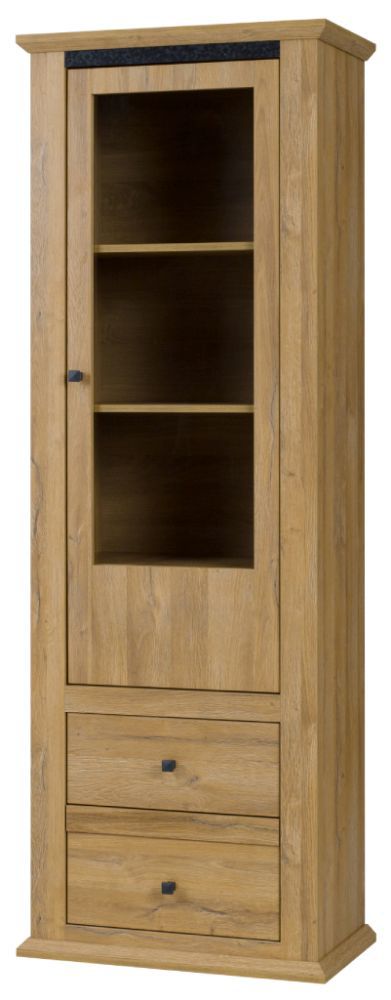 Vitrine Matam 04, Farbe: Eiche - 200 x 70 x 40 cm (H x B x T)