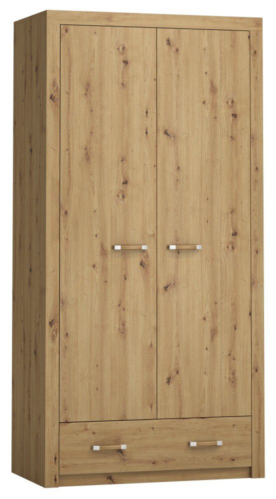 Drehtürenschrank / Kleiderschrank Vanimo 24, Farbe: Eiche - Abmessungen: 202 x 100 x 54 cm (H x B x T)