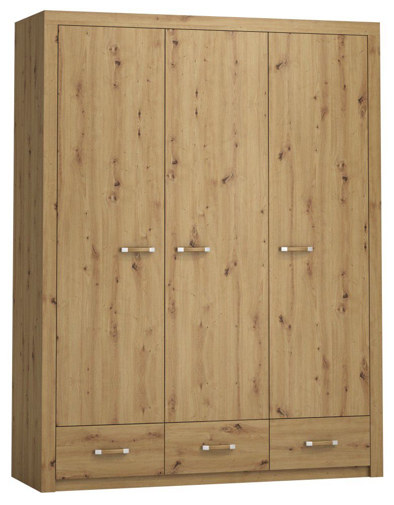 Drehtürenschrank / Kleiderschrank Vanimo 20, Farbe: Eiche - Abmessungen: 202 x 156 x 54 cm (H x B x T)