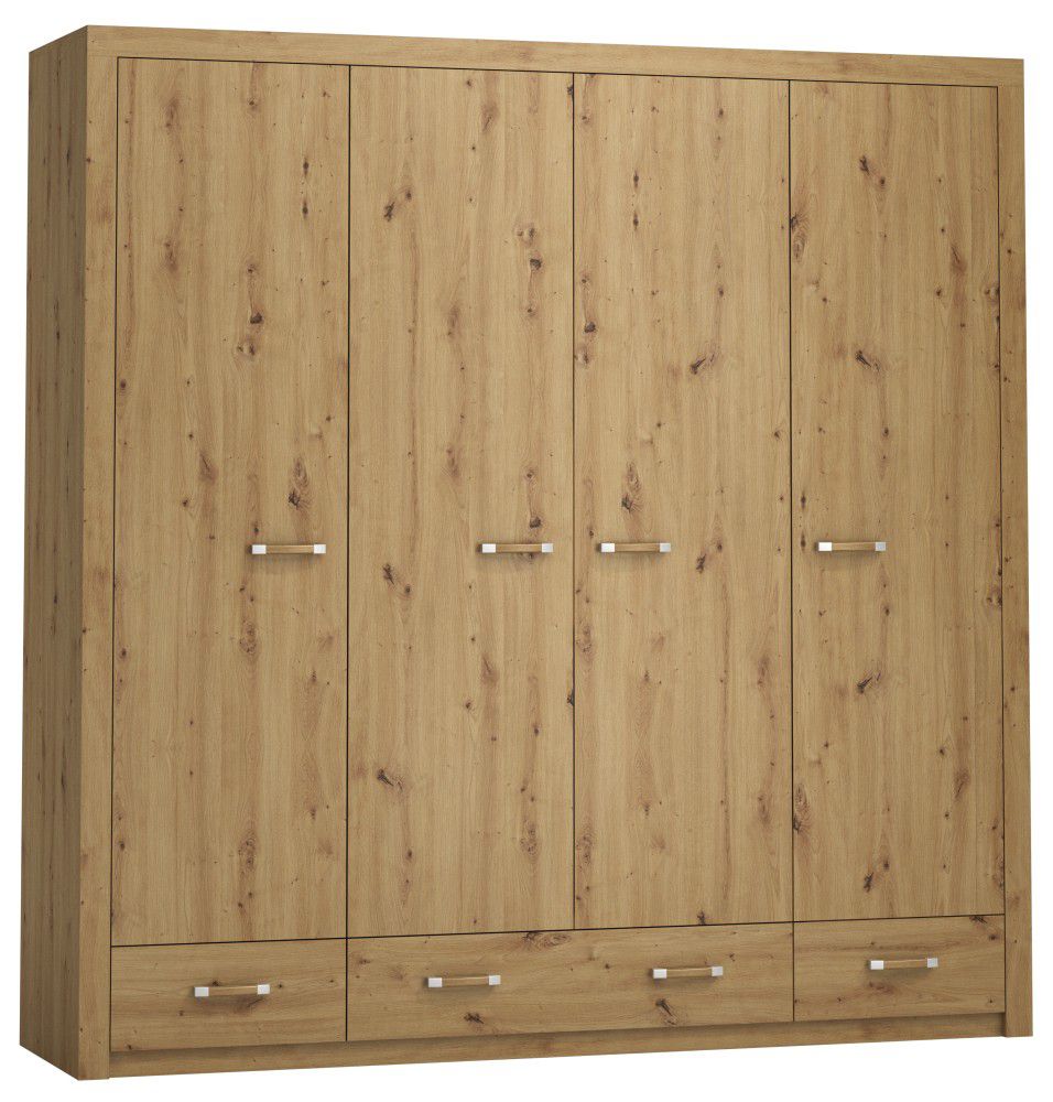 Drehtürenschrank / Kleiderschrank Vanimo 25, Farbe: Eiche - Abmessungen: 202 x 200 x 54 cm (H x B x T)