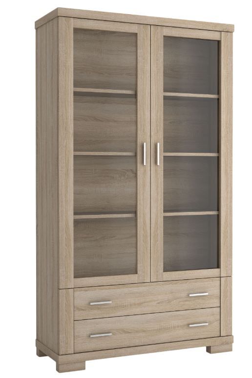 Vitrine "Temerin" Farbe Sonoma-Eiche 17a - Abmessungen: 195 x 110 x 42 cm (H x B x T)