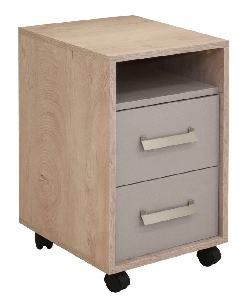 Kinderzimmer - Rollcontainer Koa 10, Farbe: Eiche / Beige - Abmessungen: 64 x 40 x 42 cm (H x B x T)