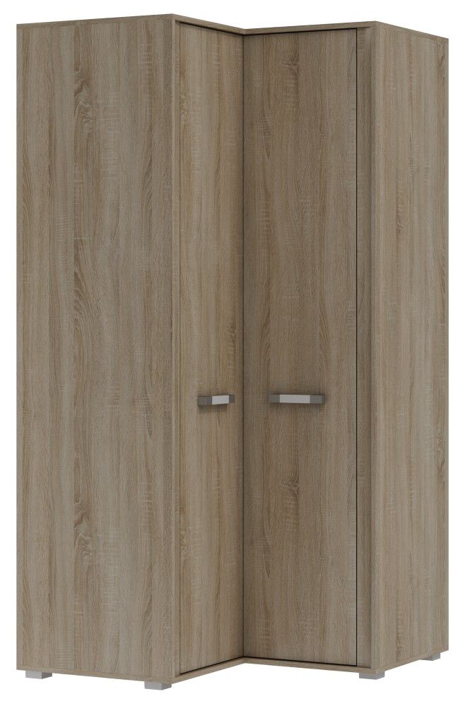 Drehtürenschrank / Eckkleiderschrank Kundiawa 38, Farbe: Sonoma Eiche hell - Abmessungen: 200 x 100 x 100 cm (H x B x T)