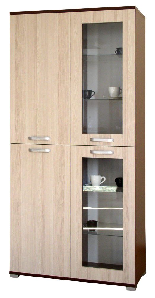 Vitrine Cikupa 22, Farbe: Nuss / Ulme - Abmessungen: 190 x 90 x 40 cm (H x B x T)