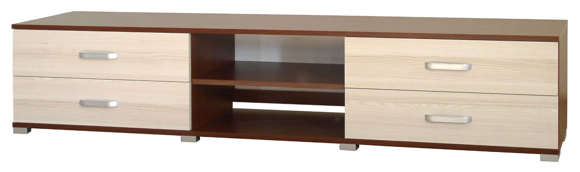 TV-Unterschrank Cikupa 04, Farbe: Nuss / Ulme - Abmessungen: 43 x 210 x 43 cm (H x B x T)