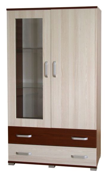 Vitrine Cikupa 24, Farbe: Nuss / Ulme - Abmessungen: 190 x 90 x 40 cm (H x B x T)