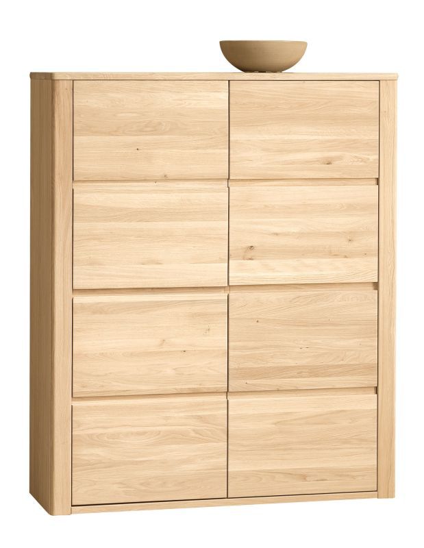 Kommode / Sideboard Jussara 01, Farbe: Hellbraun, Eiche teilmassiv – 150 x 124 x 42 cm (H x B x T)