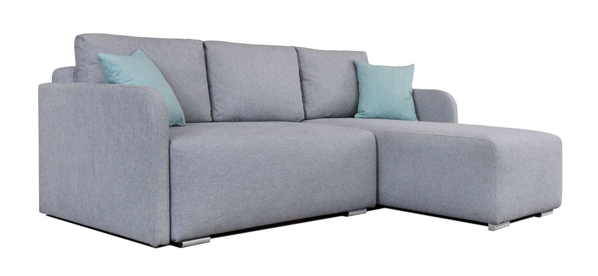 Ecksofa ausziehbar Luanda 80, Farbe: Hellgrau - Abmessungen: 215 x 165 cm B x T)