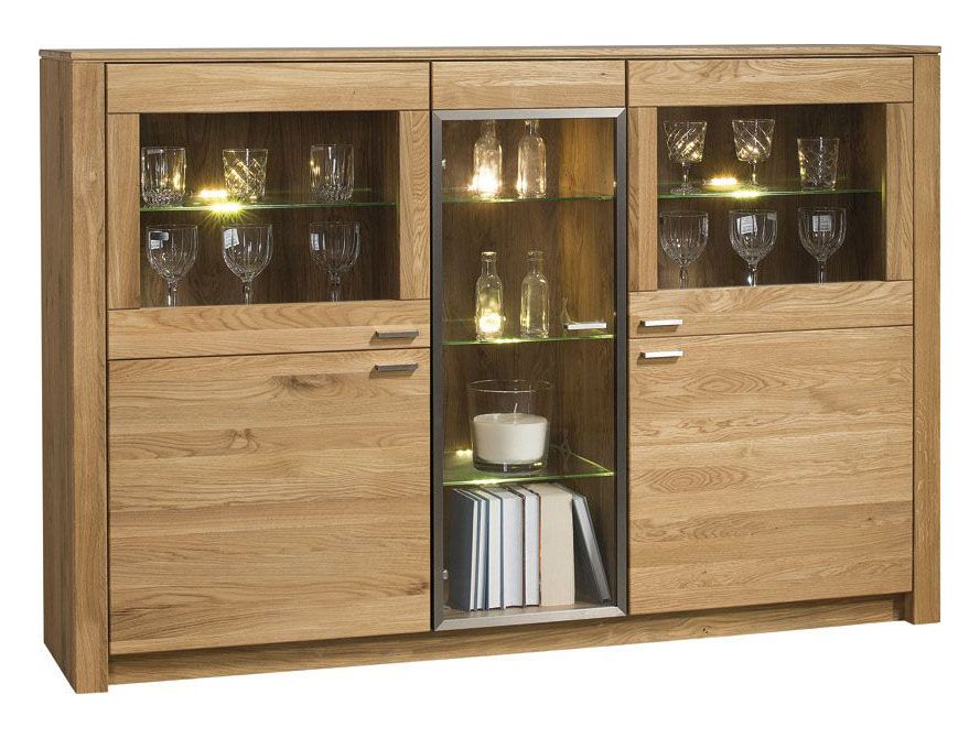 Highboard Fabalis Eiche natur geölt 06, teilmassiv - 114 x 171 x 41 cm (H x B x T)