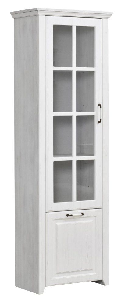 Vitrine Bibaor 02, Farbe: Eiche Weiß - 209 x 67 x 41 cm (H x B x T)