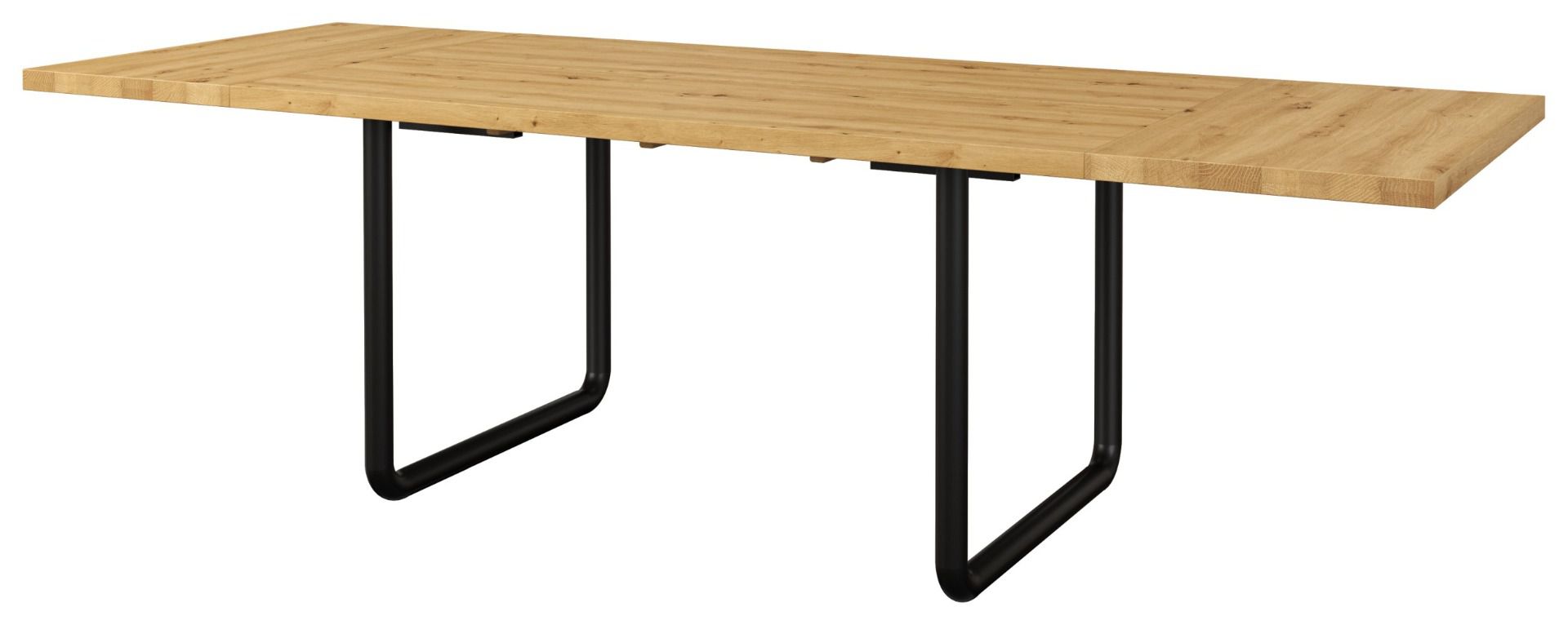 Esstisch ausziehbar Ogulin 30, Farbe: Eiche / Schwarz - Abmessungen: 160-260 x 94 cm (B x T)