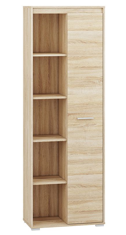 Schrank Mochis 06, Farbe: Sonoma Eiche hell inklusive 3 Farbeinsätzen - Abmessungen: 200 x 69 x 34 cm (H x B x T), mit 1 Tür und 10 Fächern