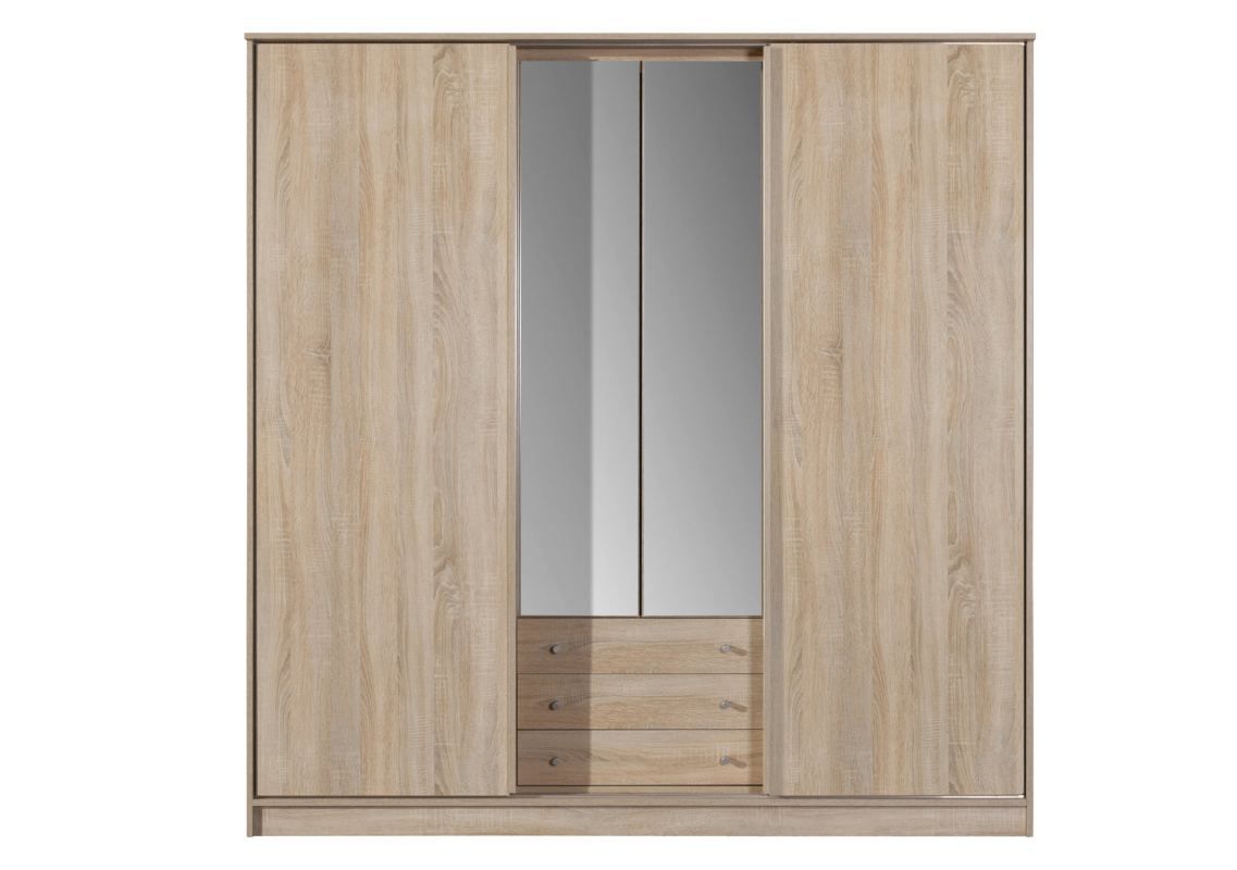 Schiebetürenschrank / Kleiderschrank "Marchin" 01, Farbe: Eiche Sonoma - Abmessungen: 205 x 200 x 62 cm (H x B x T)