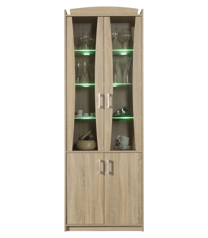 Vitrine "Kontich" 01, Farbe: Eiche Sonoma - Abmessungen: 212 x 75 x 35 cm (H x B x T)