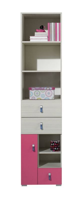 Kinderzimmer - Schrank "Felipe" 04, Rosa / Weiß - Abmessungen: 190 x 45 x 40 cm (H x B x T)