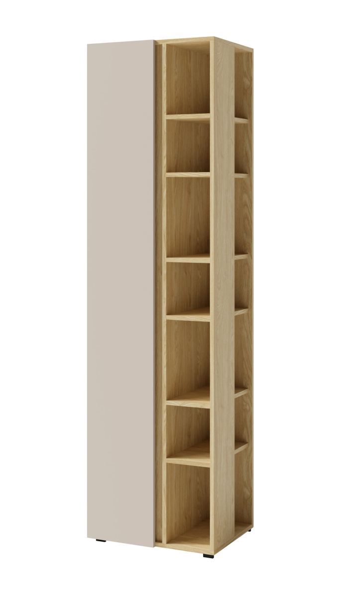 Schrank / Regal Fricourt 04, Beige / Eiche hell, 195 x 55 x 40 cm, mit 12 Fächern, ABS-Kanten, hochwertig verarbeitet, stabil und qualitativ hochwertig