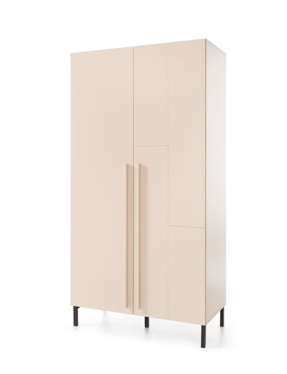 Zweitüriger Kleiderschrank Authie 02, Beige, 195 x 100 x 50 cm, mit 5 Fächern und 1 Kleiderstange, ABS-Kanten, hochwertige Verarbeitung