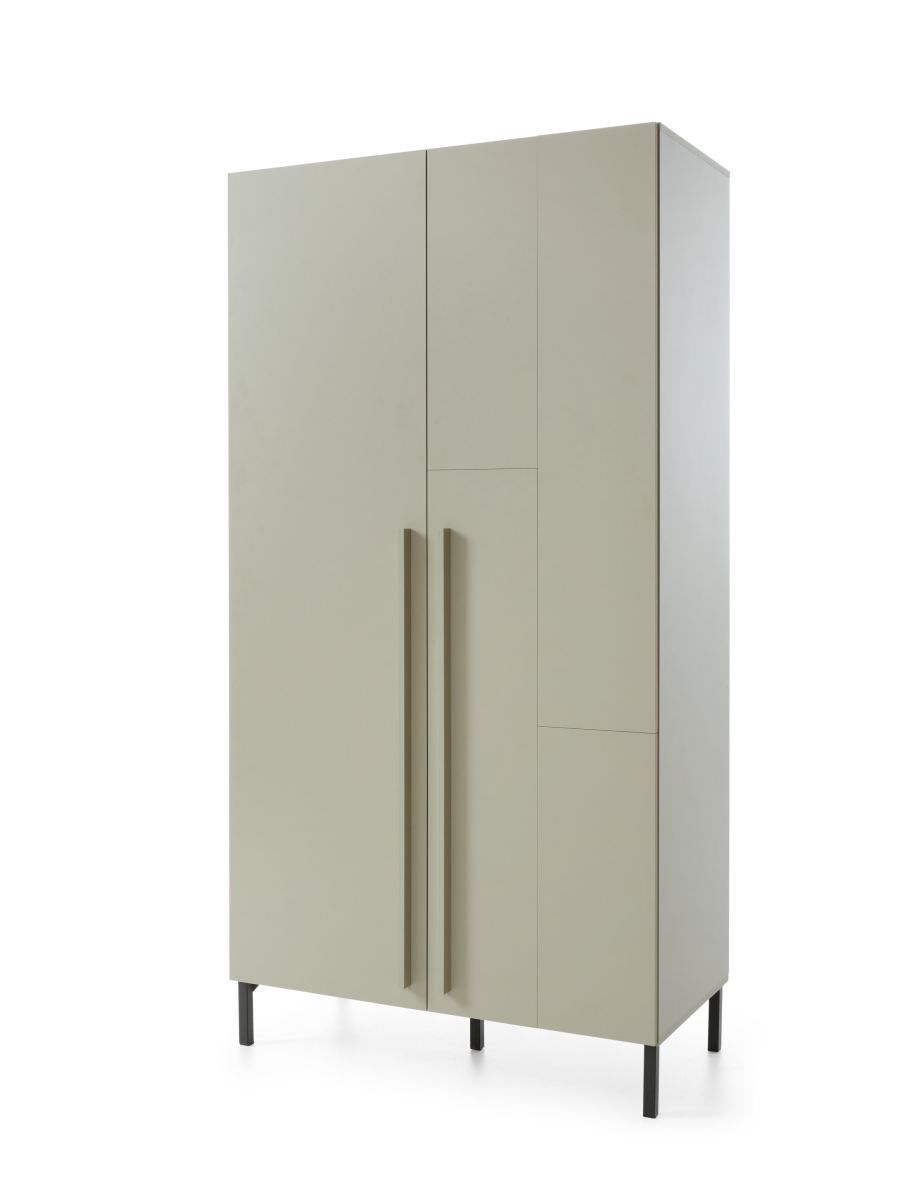 Zweitüriger Kleiderschrank Authie 02, Mintgrün, 195 x 100 x 50 cm, mit 5 Fächern und 1 Kleiderstange, ABS-Kanten, hochwertige Verarbeitung