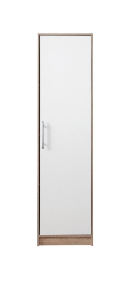 Drehtürenschrank / Kleiderschrank Hannut 10, Farbe: Weiß / Eiche - Abmessungen: 190 x 50 x 56 cm (H x B x T)